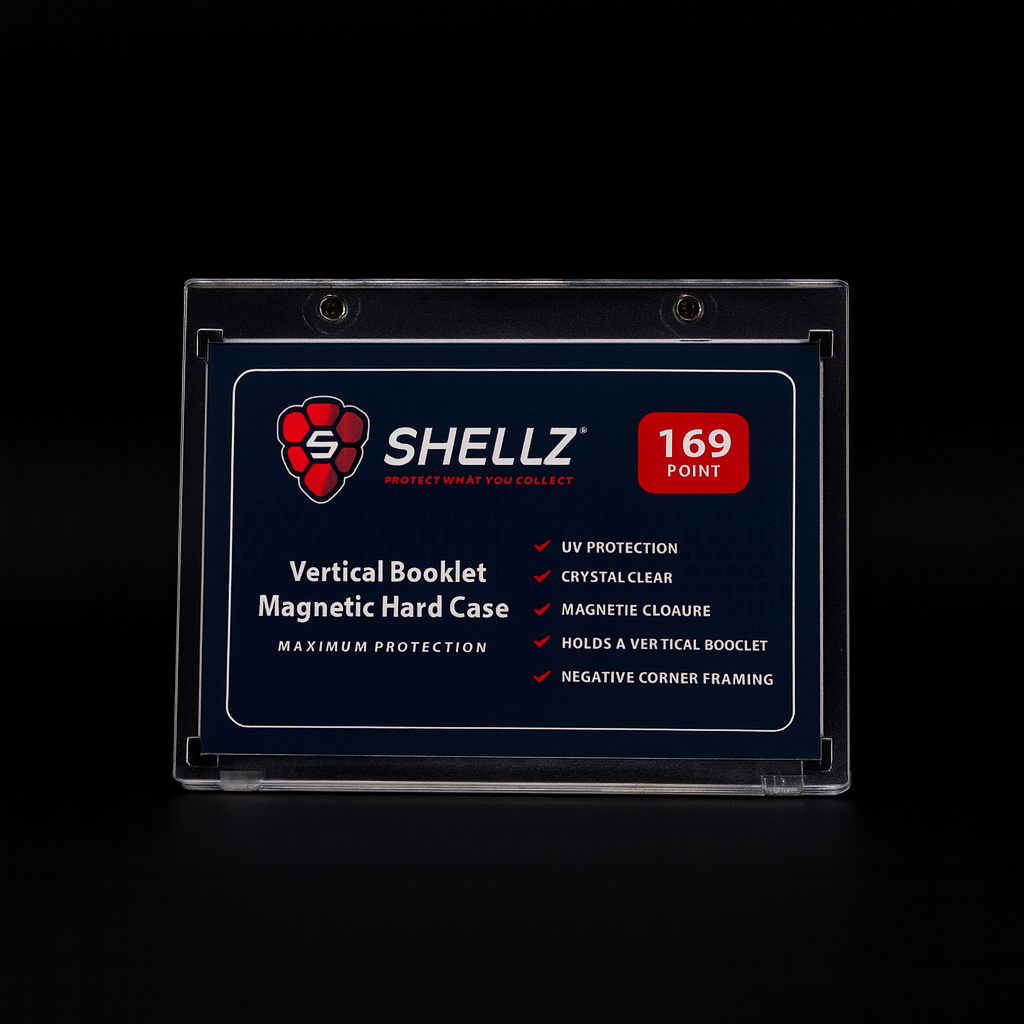 Shellz Vertical Booklet Magnetic Card Holder — 169PT Premium UV-Resistant Display Case for Vertical Booklet Cards