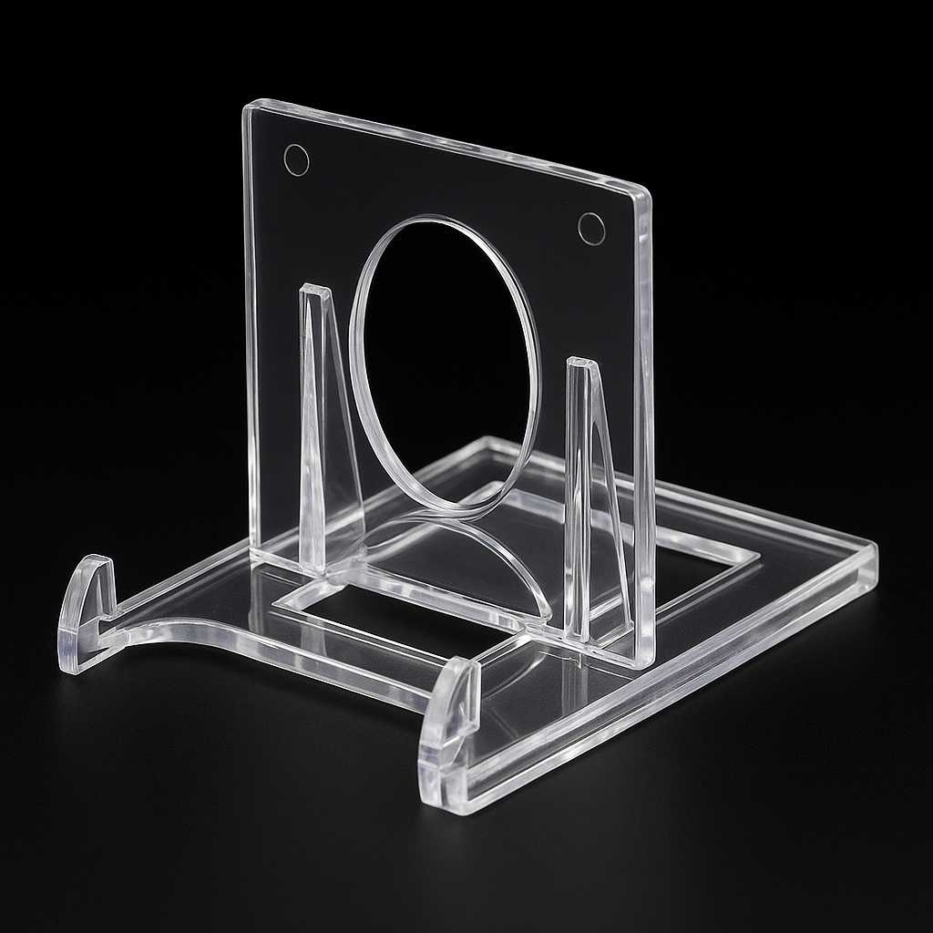 Shellz 2-Piece Acrylic Stand — Clear Display Holder for Magnetics, Booklet Cards, and Slabs