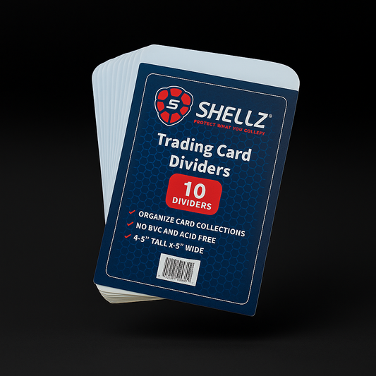 Shellz Tall Trading Card Dividers — White Write-On Tabs for Storage Boxes (10 Pack)