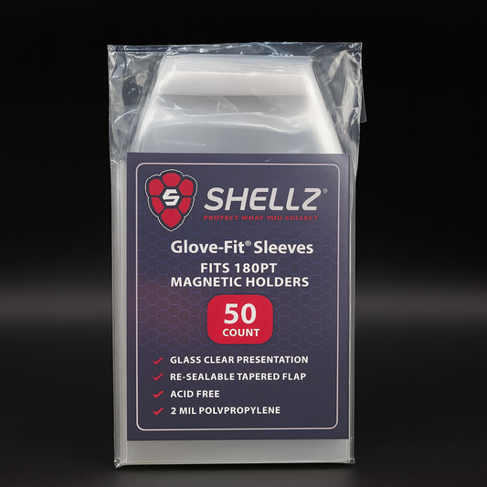 Shellz Glove-Fit Sleeves for 180PT Magnetic Holders — 50-Pack Resealable Soft Sleeves