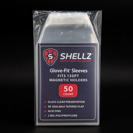 Shellz Glove-Fit Sleeves for 130PT Magnetic Holders — 50-Pack Resealable Soft Sleeves