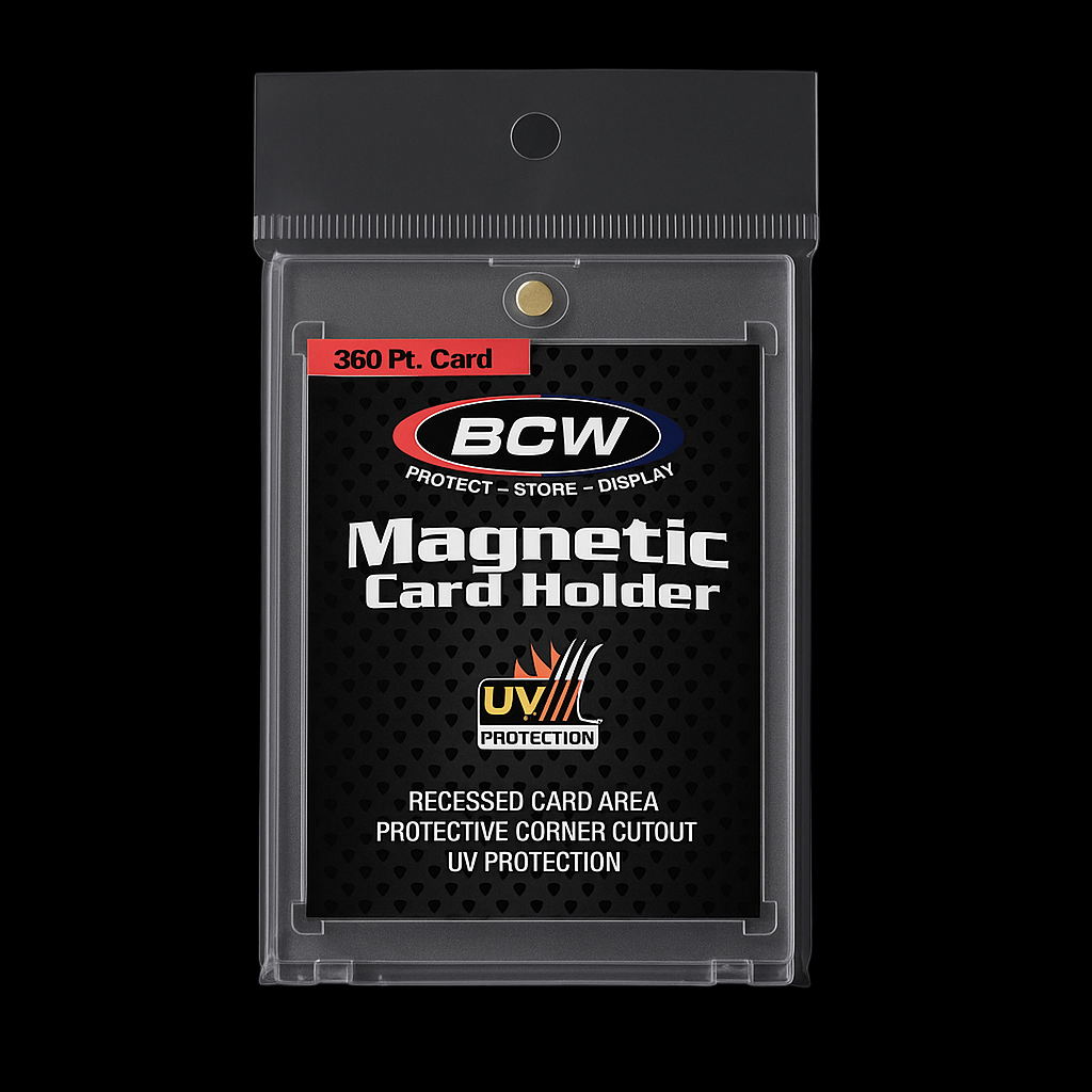 BCW 360 Pt Magnetic Card Holder – Gold Magnet UV Protective Acrylic Case for Thick Relic and Patch Cards
