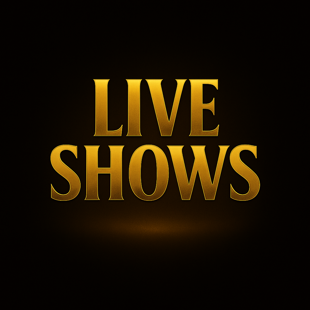 Gold "Live Shows" emblem on black