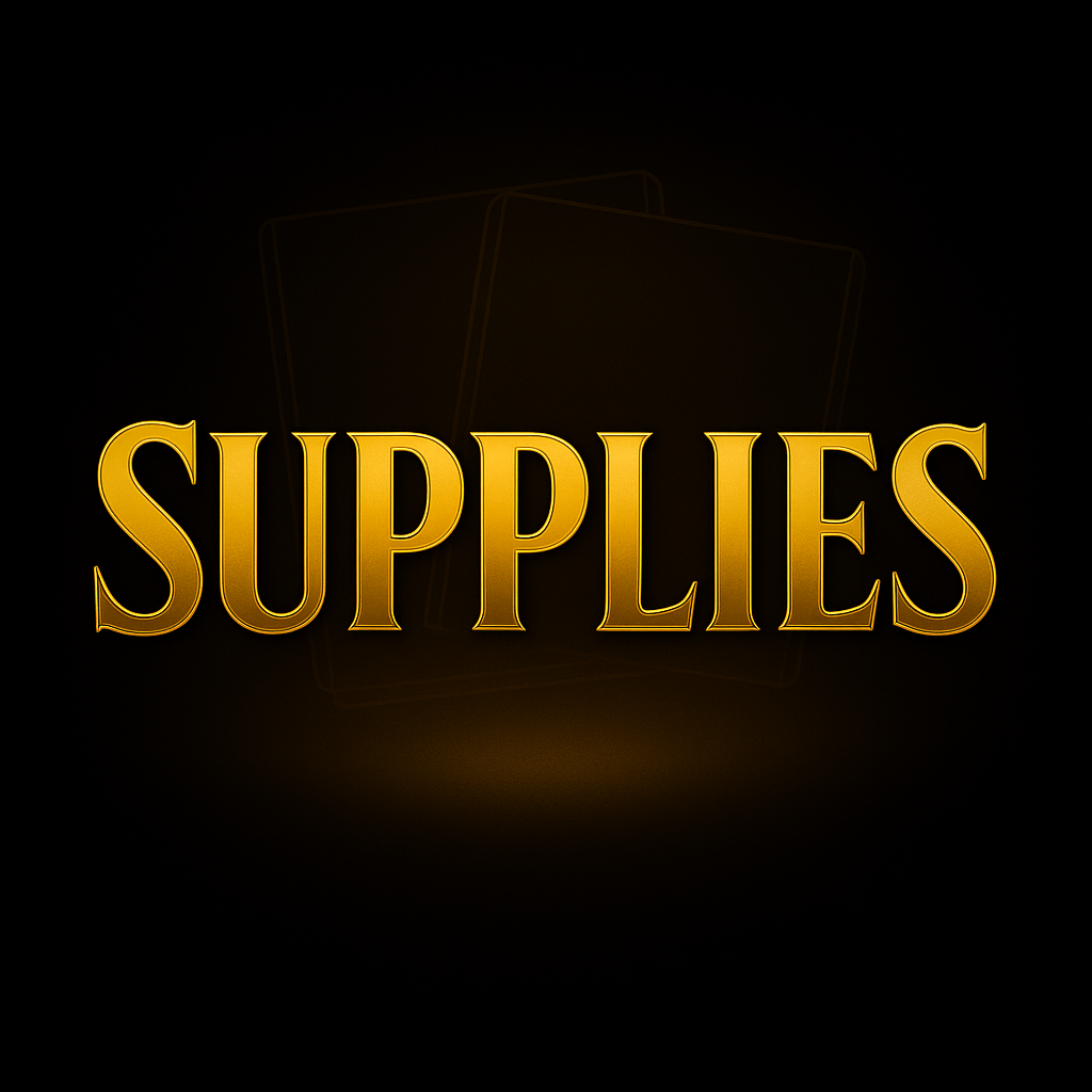 Gold "Supplies" emblem on black