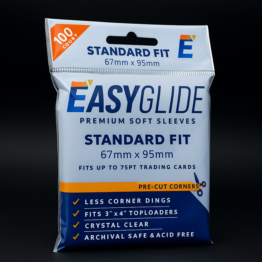 Shellz Easy Glide Soft Sleeves – 100ct Pre-Cut Corner Card Sleeves for Standard Trading Cards