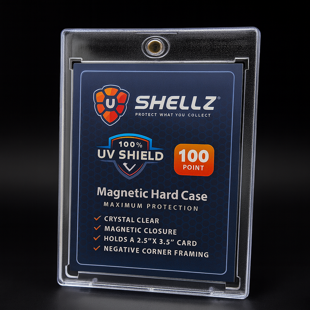 Shellz 100 Pt Magnetic Card Holder – UV Shield Gold Magnet Case for Patch and Relic Cards